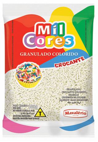 Granulado Crocante Branco Mil Cores 500 gramas