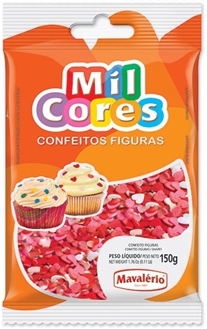 Confeito Coração Mil Cores 150 gramas