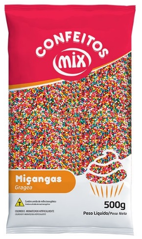 Confeito Miçanga 8 Cores Mix 500 gramas