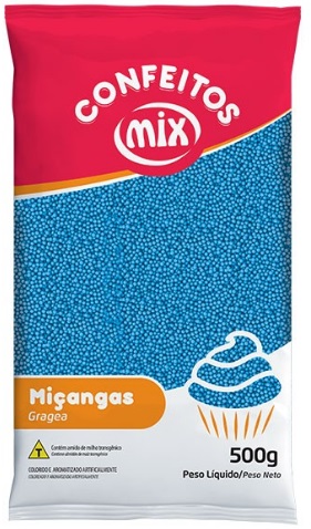 Confeito Miçanga Azul Mix 500 gramas