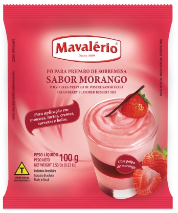 Pó para Sobremesa Sabor Morango Mavalério 100 gramas