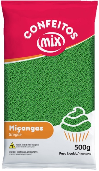 Confeito Miçanga Verde Mix 500 gramas