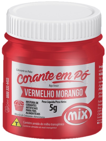 Corante Pó Vermelho Morango Mix 5 gramas